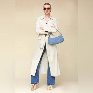 NWT Avec Les Filles Cutaway Belted Maxi Trench Coat